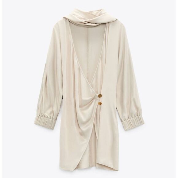 ZARA SATIN EFFECT LONG TUNIC BLOUSE - Picture 1 of 8